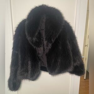 Black faux fur coat